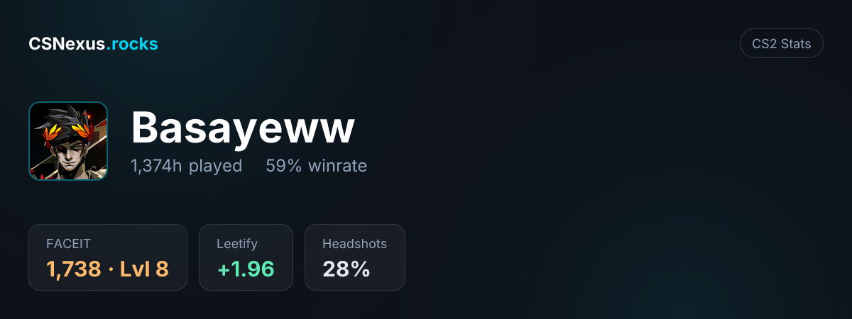CS2 stats card for Basayeww