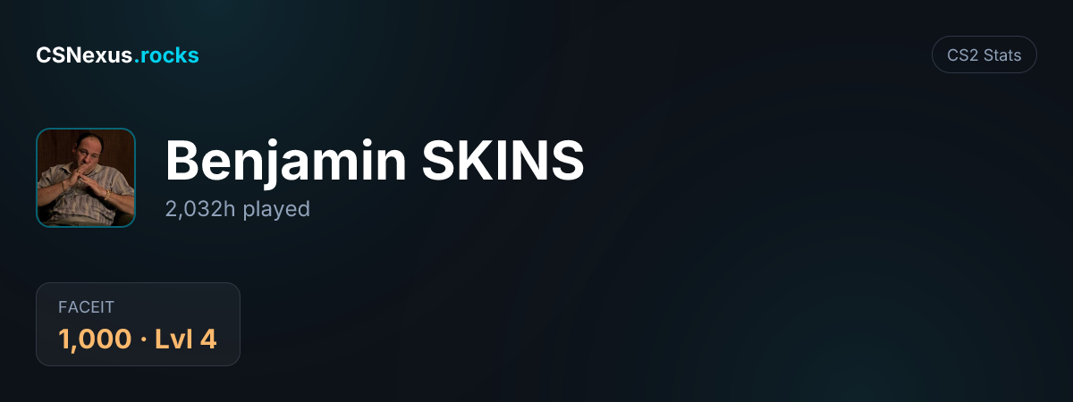 CS2 stats card for Benjamin SKINS