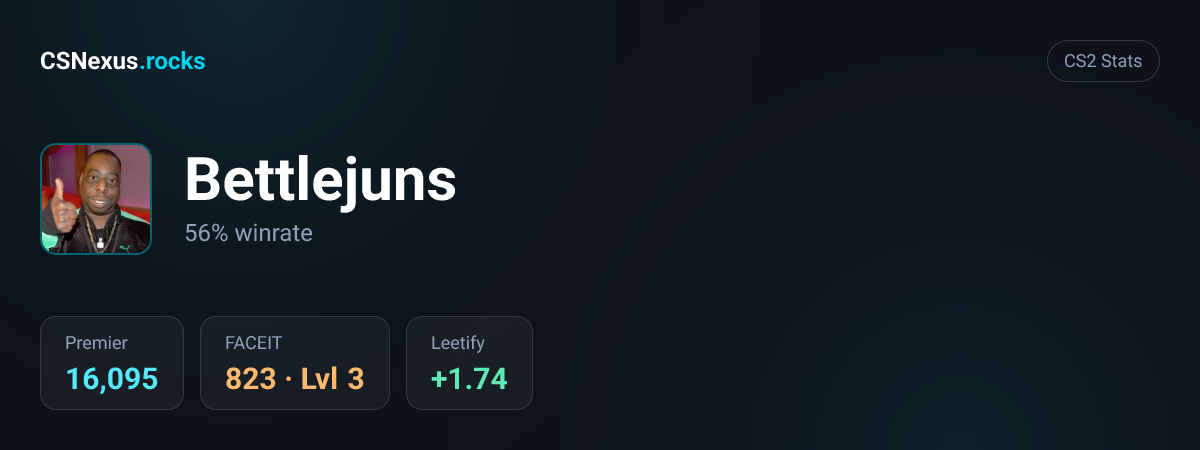 CS2 stats card for Bettlejuns