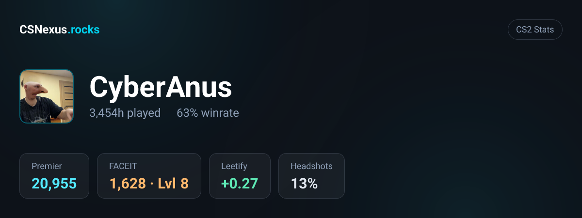 CS2 stats card for CyberAnus
