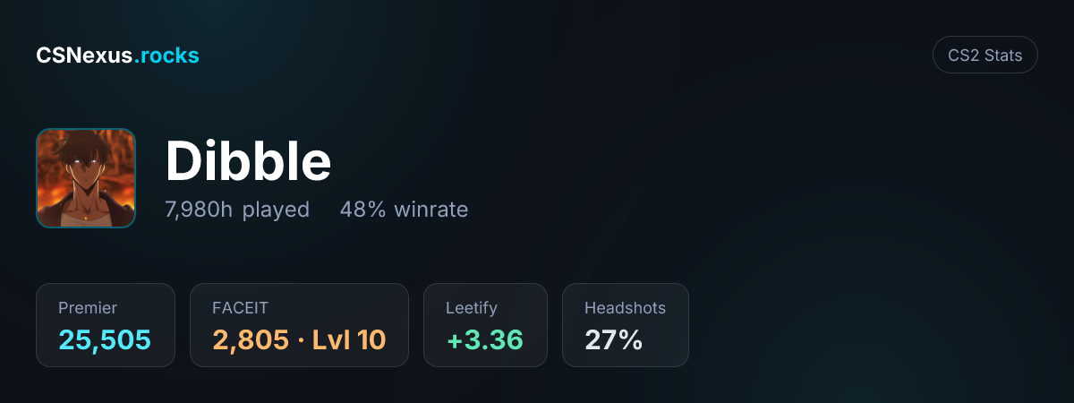 CS2 stats card for Dibble
