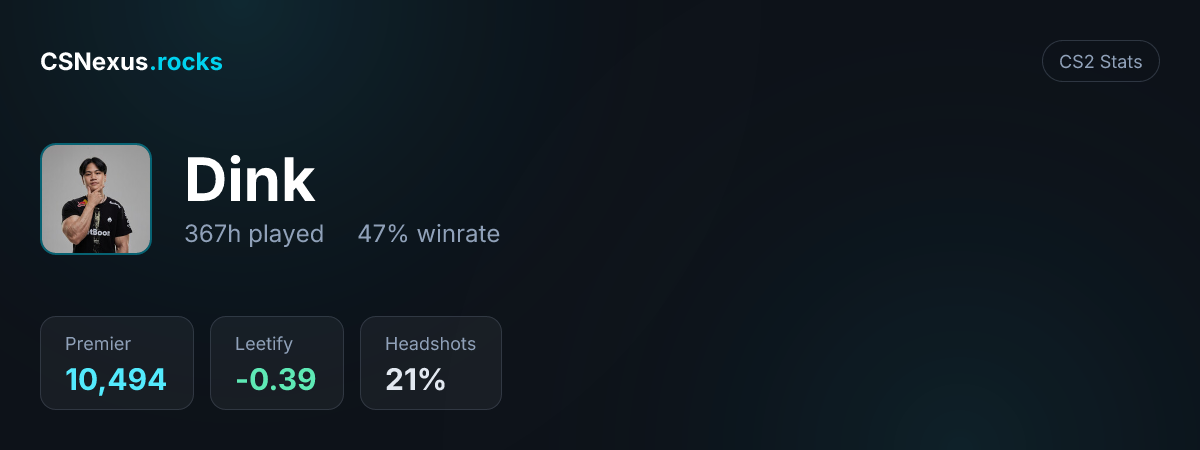 CS2 stats card for Dink