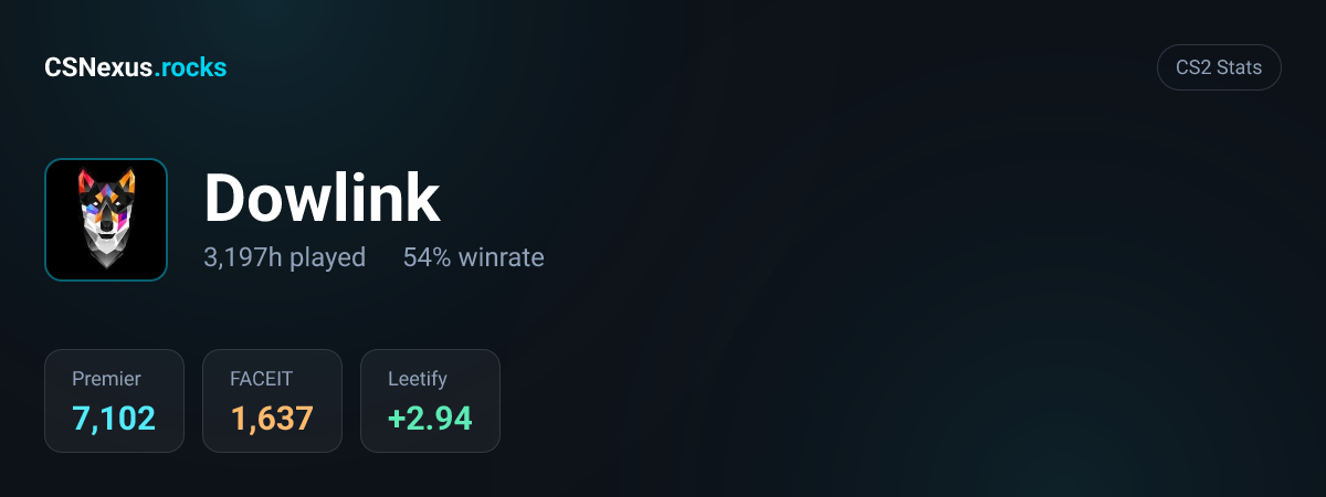 CS2 stats card for Dowlink
