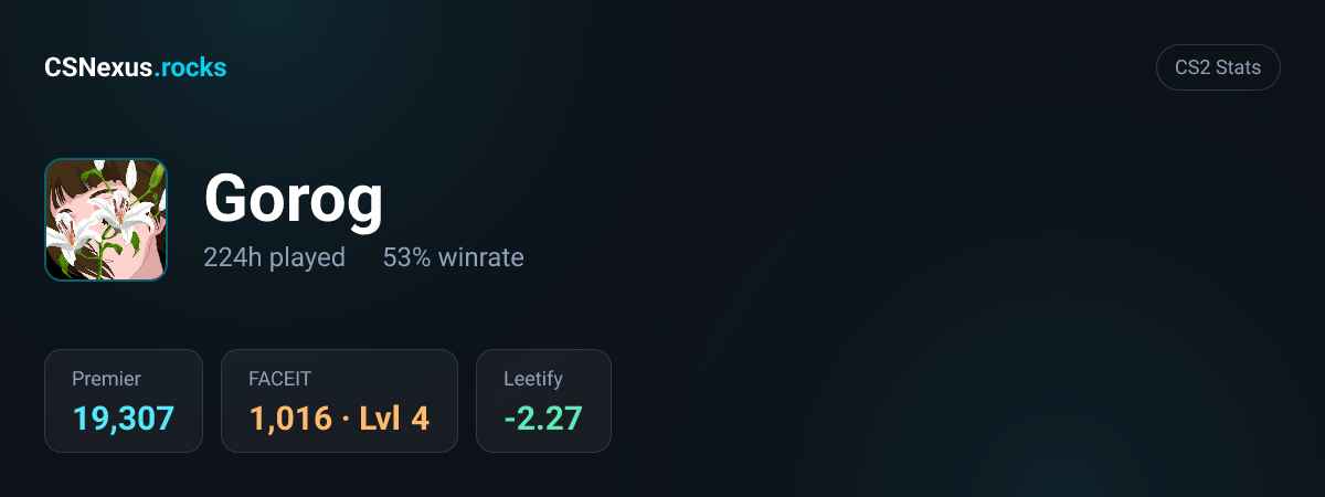 CS2 stats for Gorog