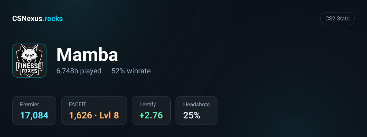 CS2 stats card for Mamba