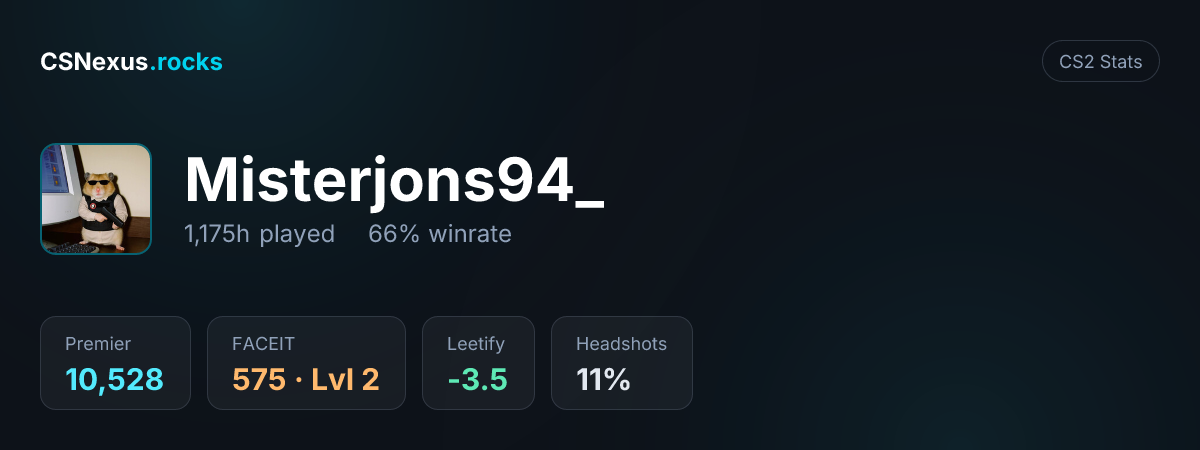 CS2 stats card for Misterjons94_