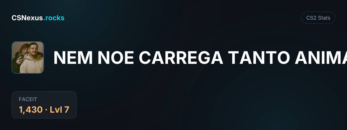 CS2 stats card for NEM NOE CARREGA TANTO ANIMAL