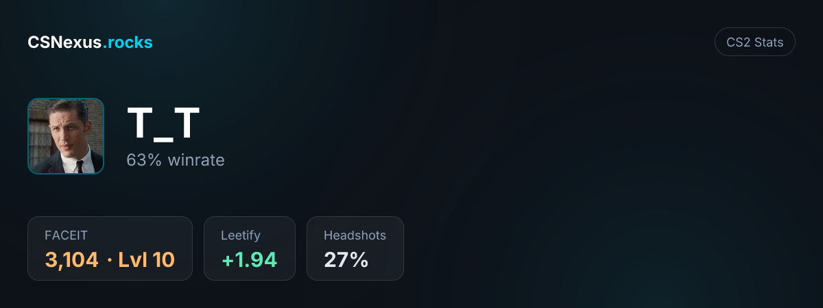 CS2 stats card for T_T