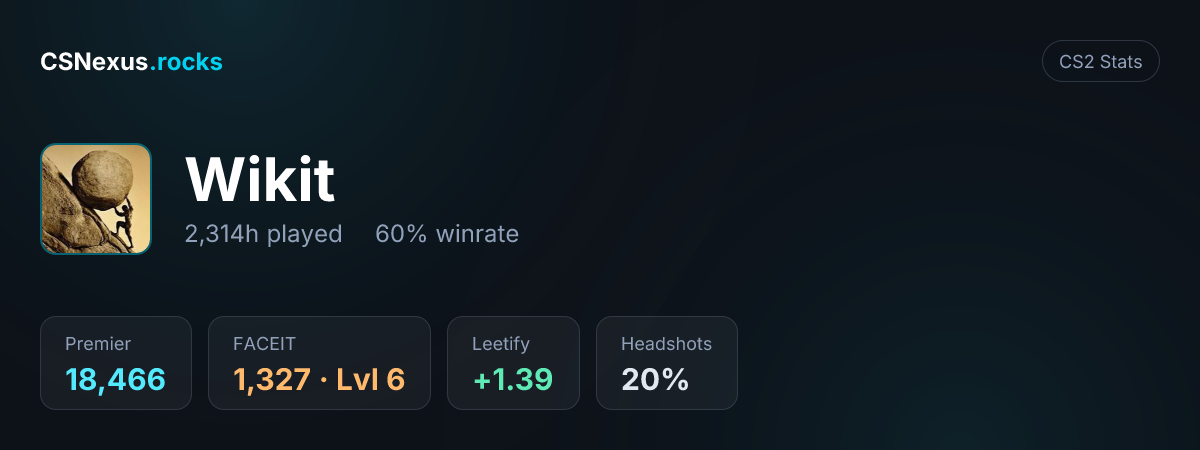 CS2 stats card for Wikit