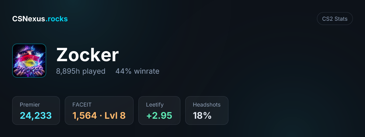 CS2 stats card for Zocker