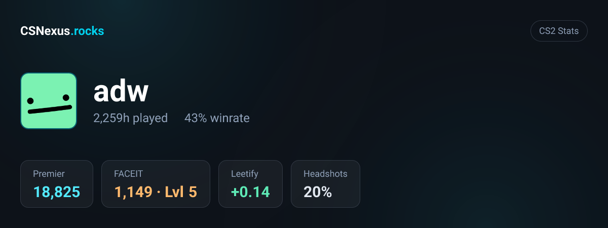CS2 stats card for adw