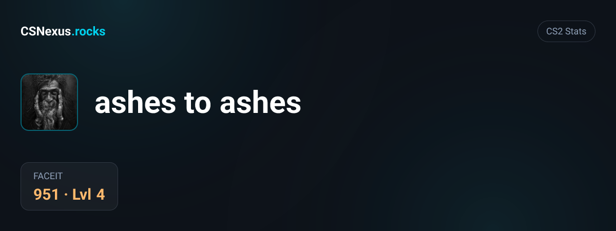 CS2 stats card for ashes to ashes