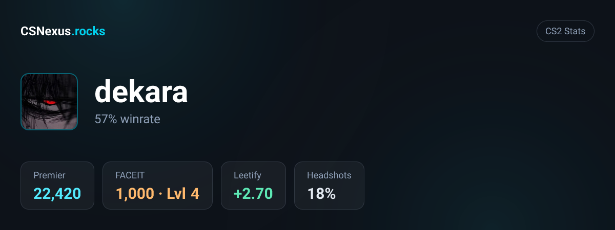 CS2 stats card for dekara
