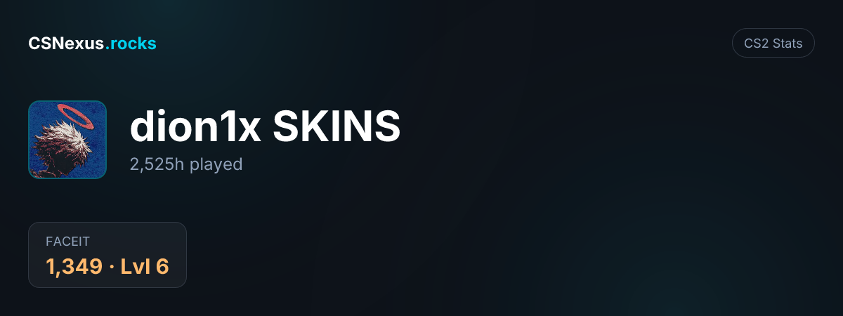 CS2 stats card for dion1x SKINS