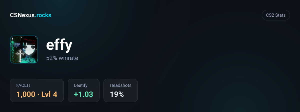 CS2 stats card for effy