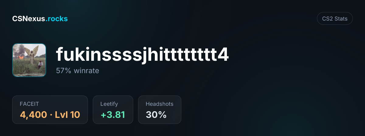CS2 stats card for fukinssssjhitttttttt4