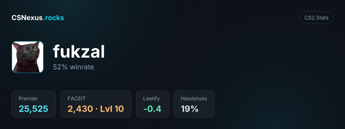 CS2 stats card for fukzal