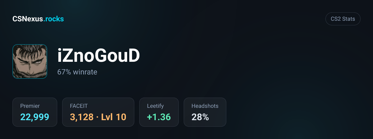 CS2 stats card for iZnoGouD
