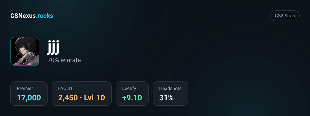 CS2 stats card for jjj