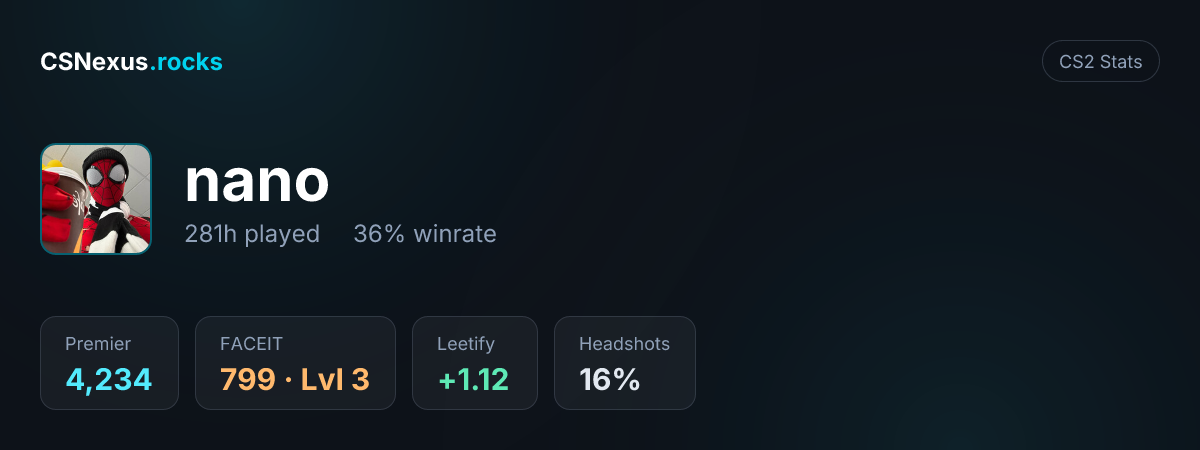 CS2 stats card for nano