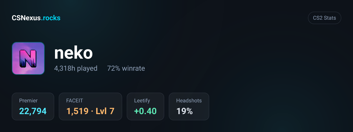 CS2 stats for neko