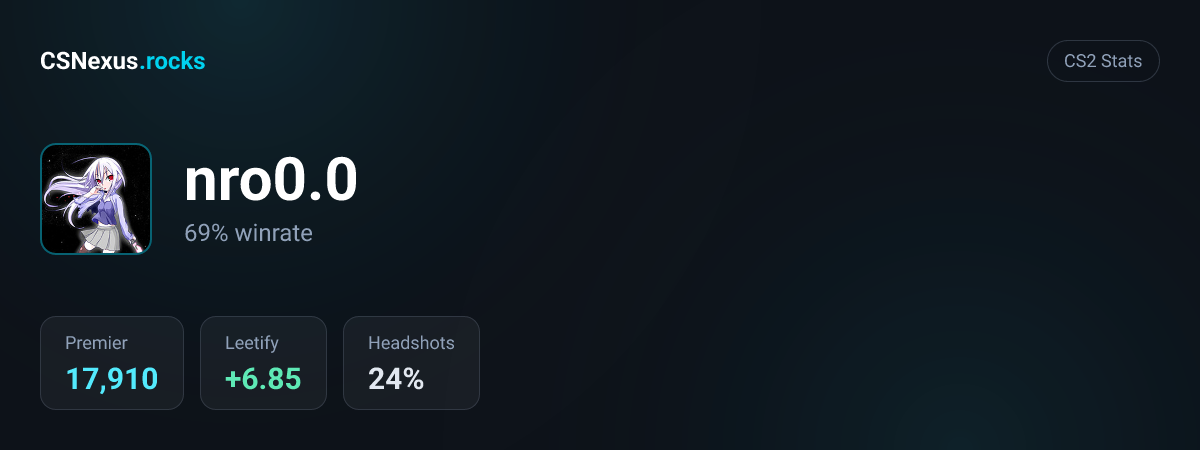 CS2 stats card for nro0.0