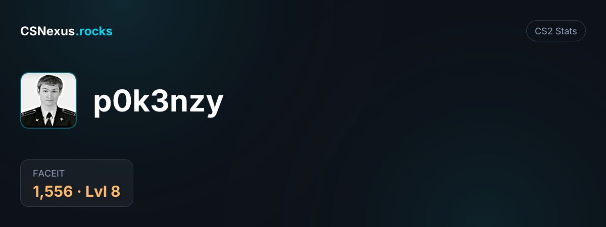 CS2 stats card for p0k3nzy