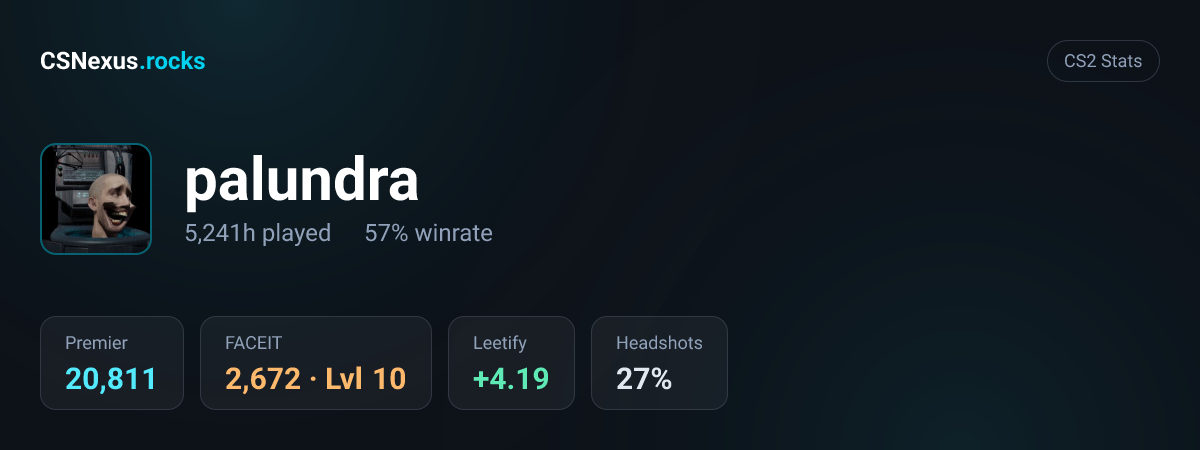 CS2 stats card for palundra