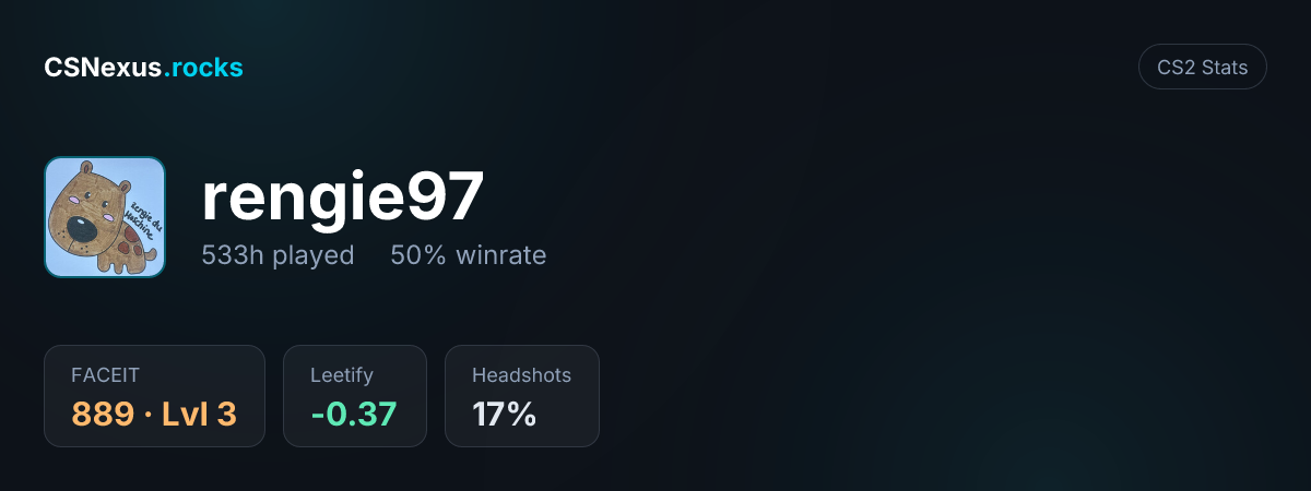 CS2 stats card for rengie97
