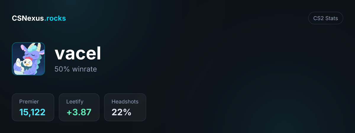 CS2 stats card for vacel