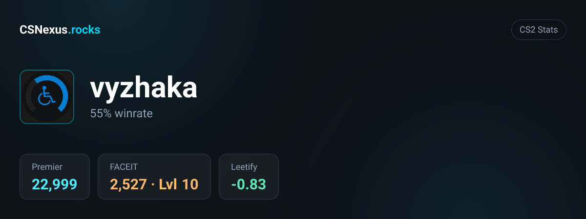 CS2 stats card for vyzhaka