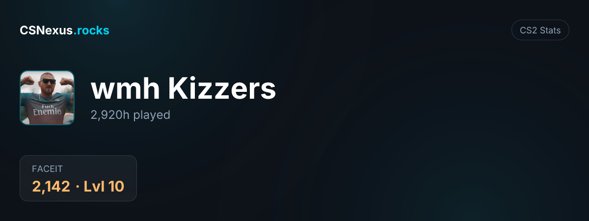 CS2 stats card for wmh Kizzers