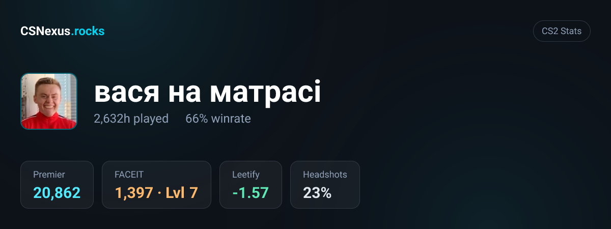 CS2 stats for вася на матрасі