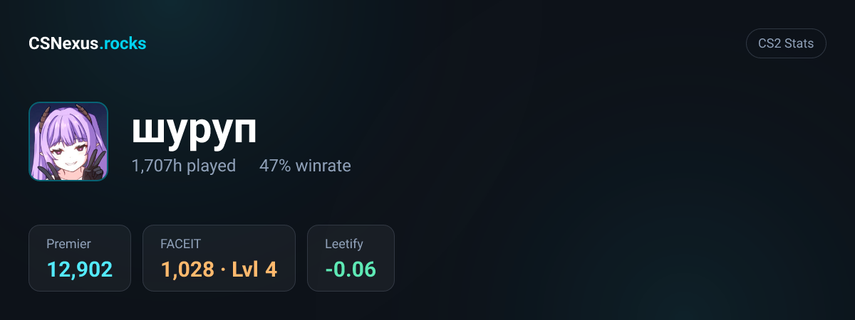 CS2 stats for шуруп