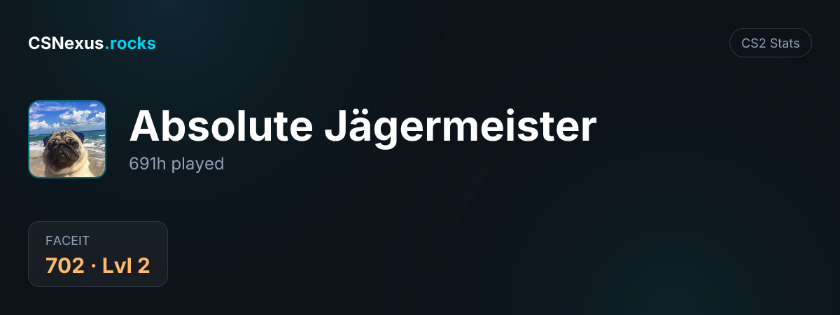 CS2 stats card for Absolute Jägermeister