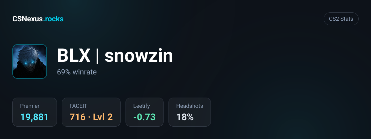 CS2 stats card for BLX | snowzin