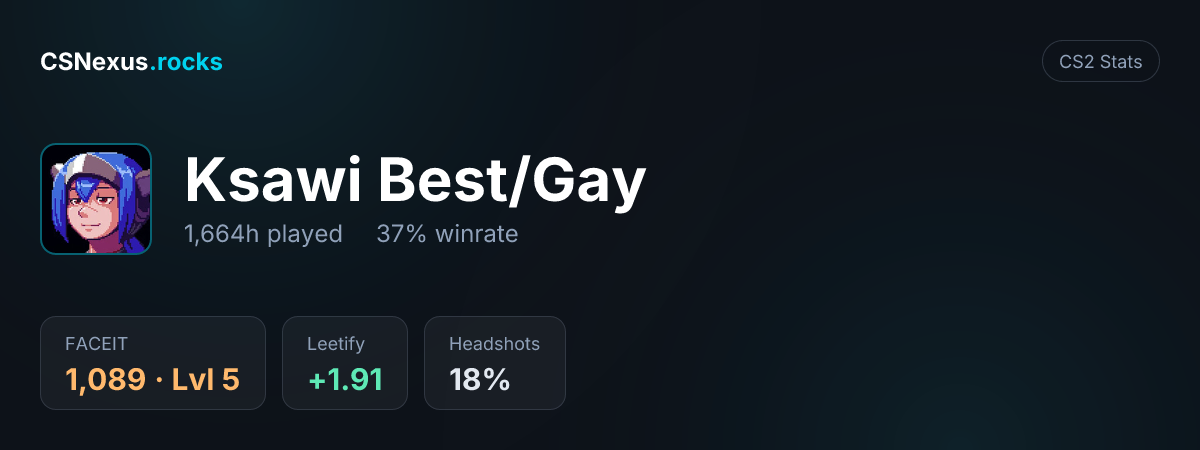 CS2 stats for Ksawi Best/Gay