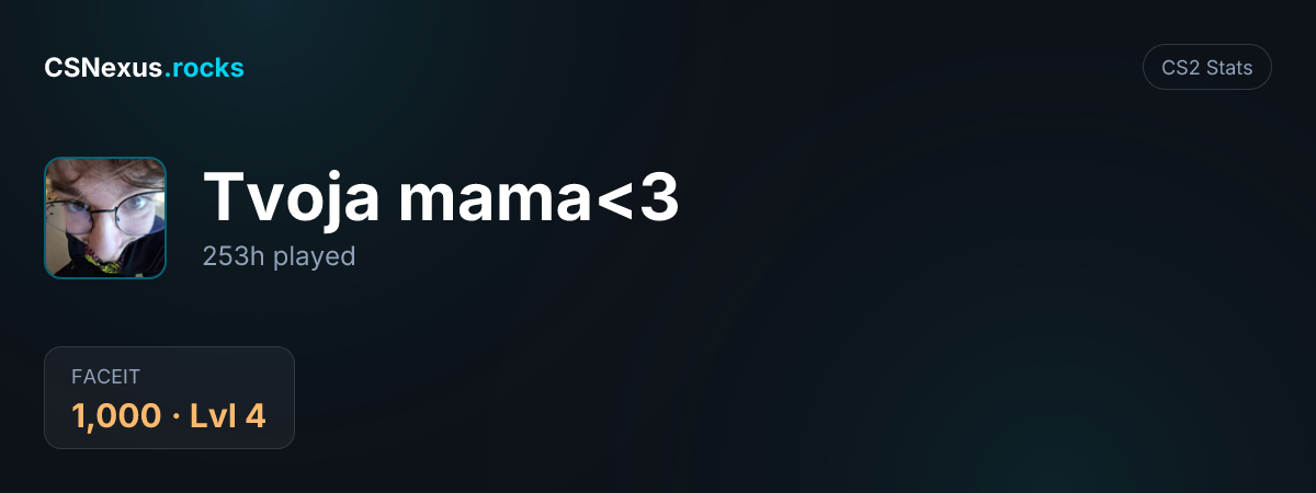 CS2 stats card for Tvoja mama<3