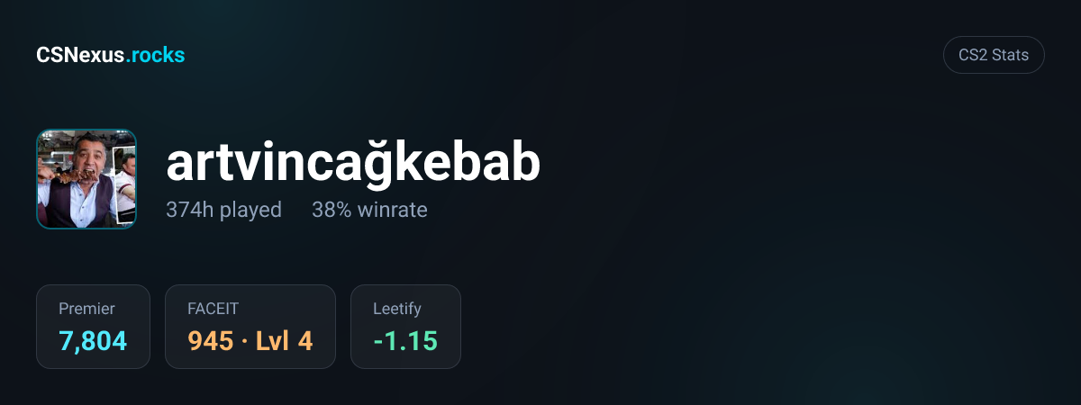 CS2 stats card for artvincağkebab
