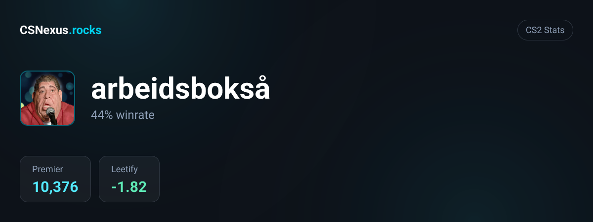 CS2 stats card for arbeidsbokså