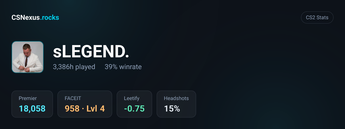 CS2 stats card for sLEGEND.