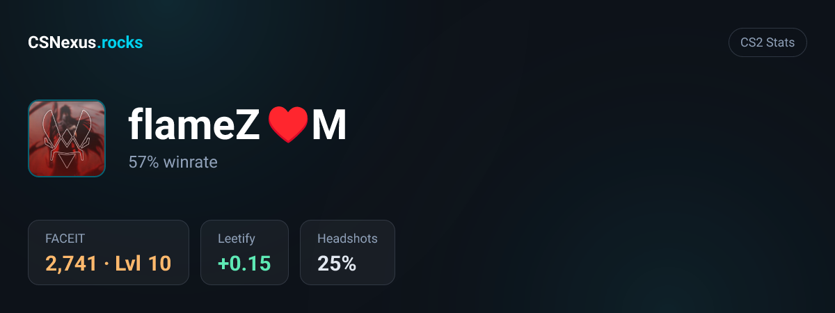 CS2 stats card for flameZ♥M