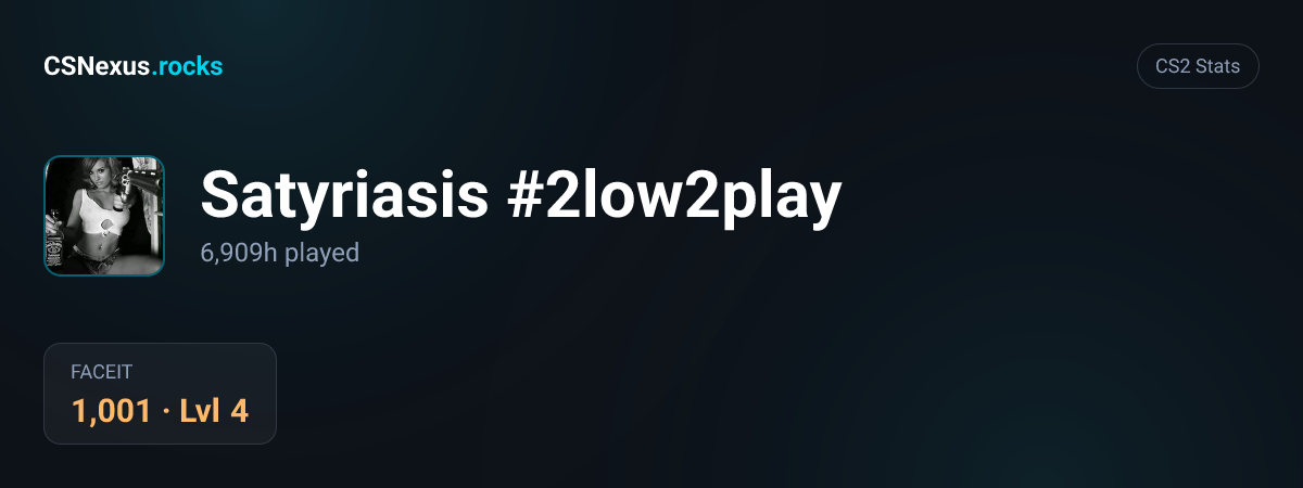 CS2 stats card for Satyriasis #2low2play