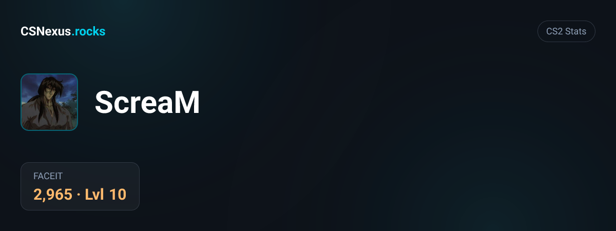 CS2 stats card for ScreaM