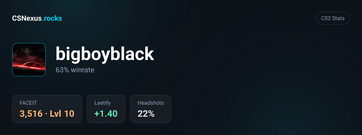 CS2 stats card for bigboyblack