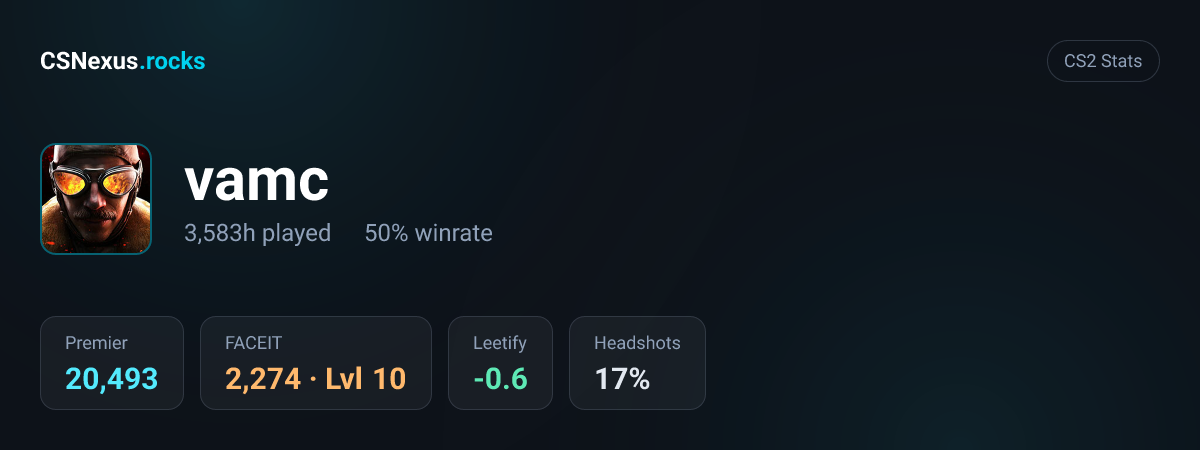 CS2 stats card for vamc