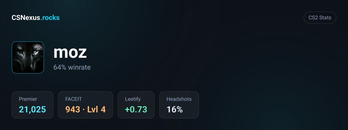 CS2 stats card for moz