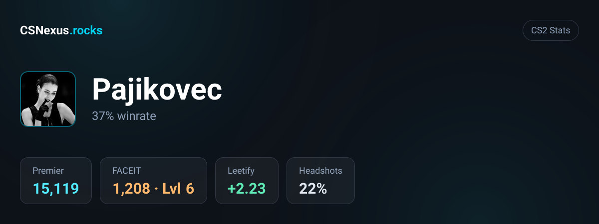CS2 stats card for Pajikovec