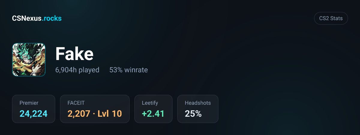 CS2 stats card for Fake