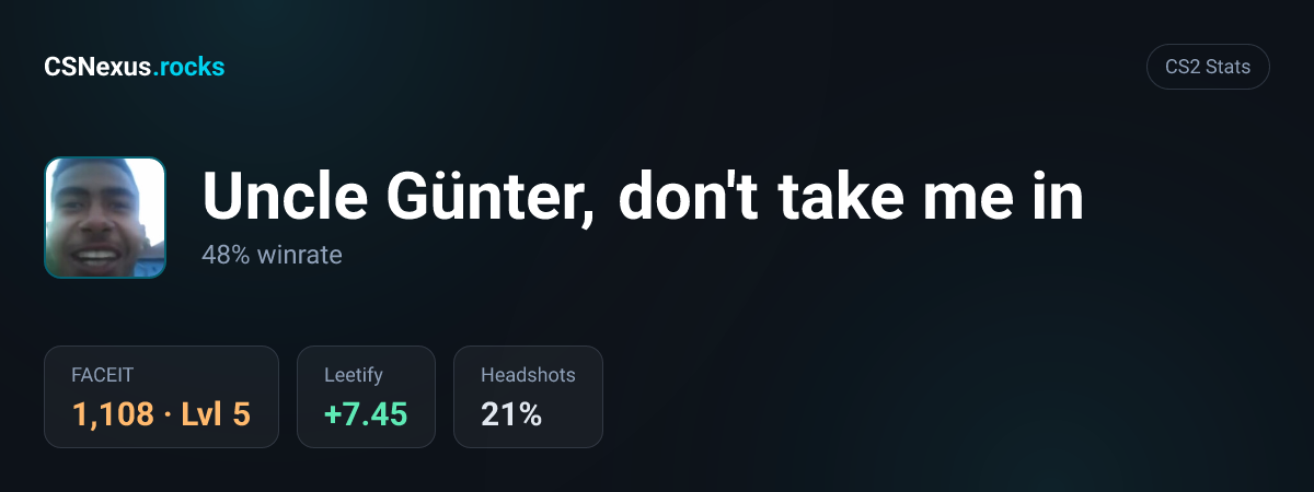 CS2 stats card for Uncle Günter, don't take me in